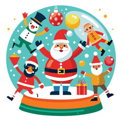 a festive assortment of Christmas icons, from Santa and snowmen to gingerbread men and twinkling stars