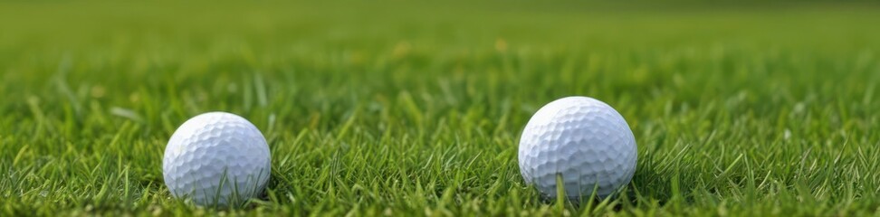 Obraz premium Close-up of a golf ball teed up on lush green grass, close-up, putting