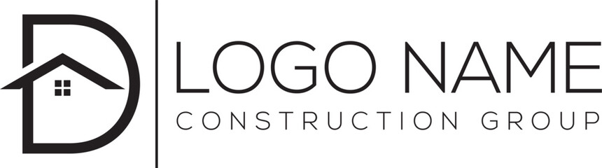 letter D with house logo icon design vector design template inspiration