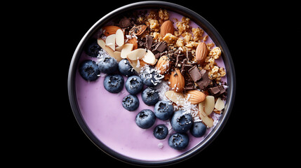 Blueberry Greek Yogurt, Asahi Bowl, Healthy, Breakfast, Low Glycemic, Bowl of Fresh Blueberries