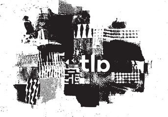 Obraz premium Abstract black and white featuring layered shapes and .