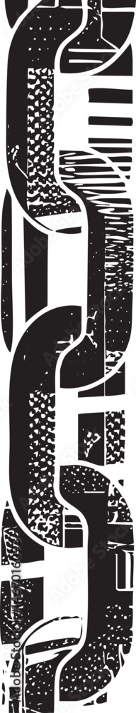 Aufkleber a stark vertical of interconnected lines and geometric shapes dominates the .