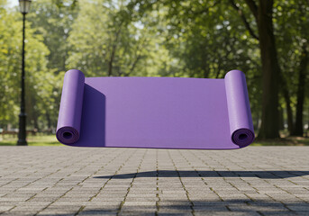 Purple Yoga Mat Floating in Park