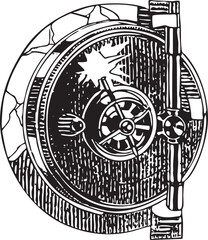 Naklejka premium A circular compass rose with a central star and intricate detailing.