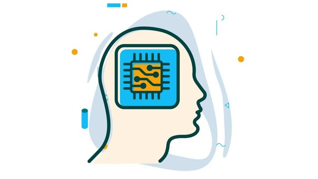 Partially invasive BCI animation Electroencephalography brain-computer interface animated video, Artificial intelligence Clip Natural Language Processing footage, Deep Machine Learning motion graphics