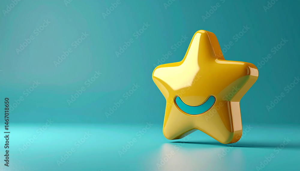 Poster shining star object minimalist studio 3d render bright background close-up playful design
