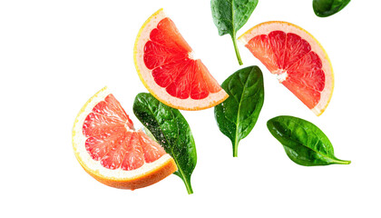 Dropping Segments of Grapefruit and Spinach with Tropical Water Mist