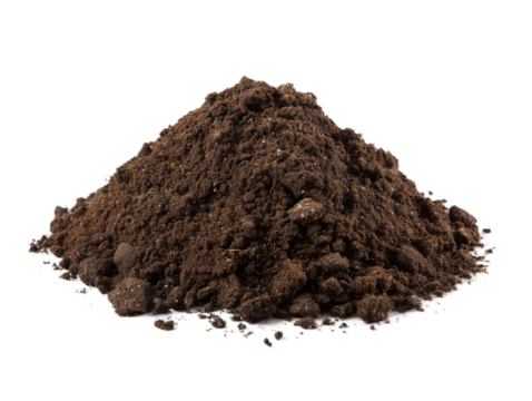Pile of Soil: A detailed view of rich, dark soil, perfectly showcasing the texture and composition of this essential element. Representing fertile ground