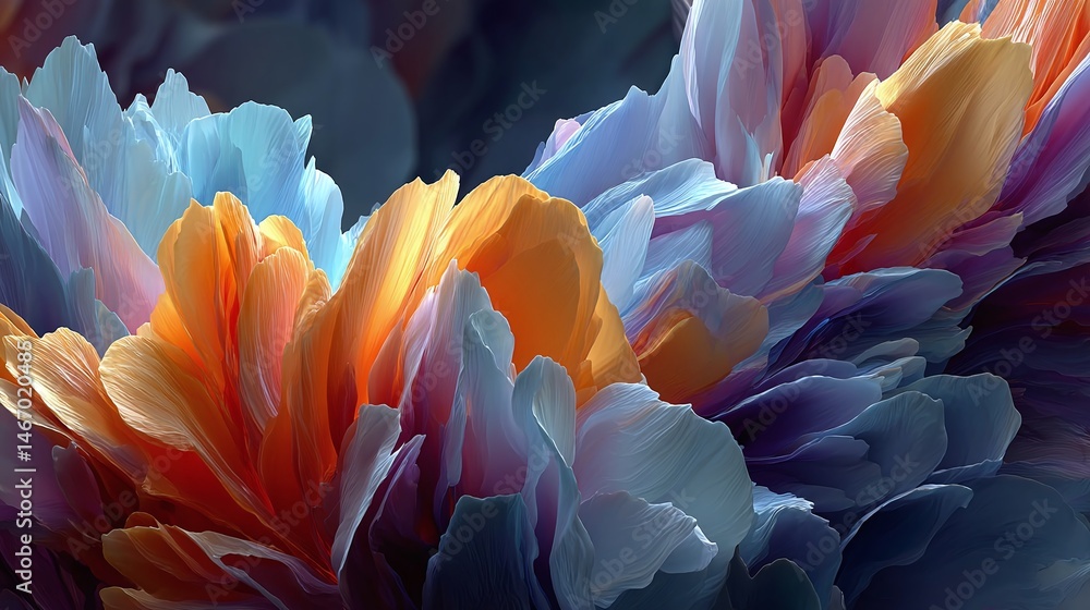 Poster abstract 3d rendering of colorful fractal light background. dynamic shapes, vibrant colors, artistic