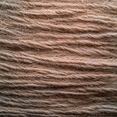 The close up macro shot showcases an intricately layered and textured pattern of tightly wound brown yarn creating a visually compelling and organic textile design.