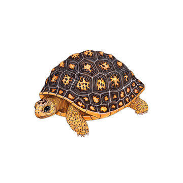 Vibrant Yellow-Footed Tortoise Illustration