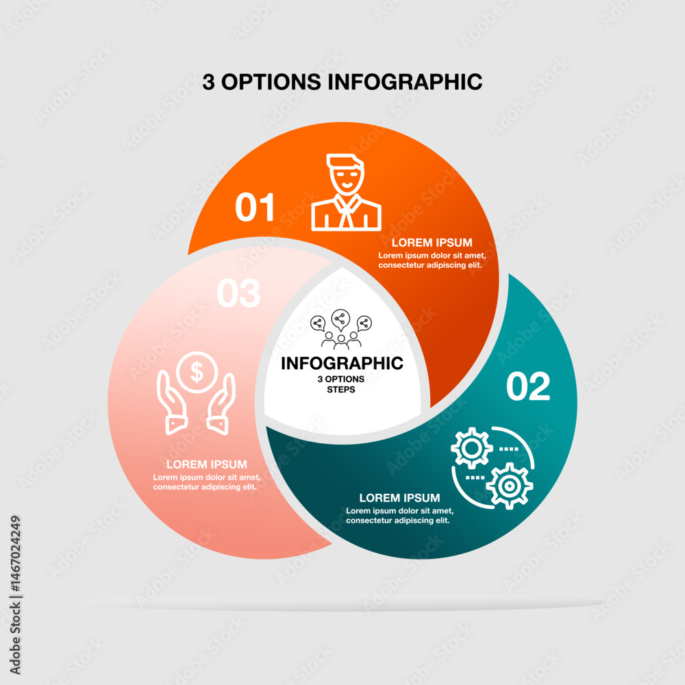 Poster modern business infographic template vector design for website layout with circle diagram and proces