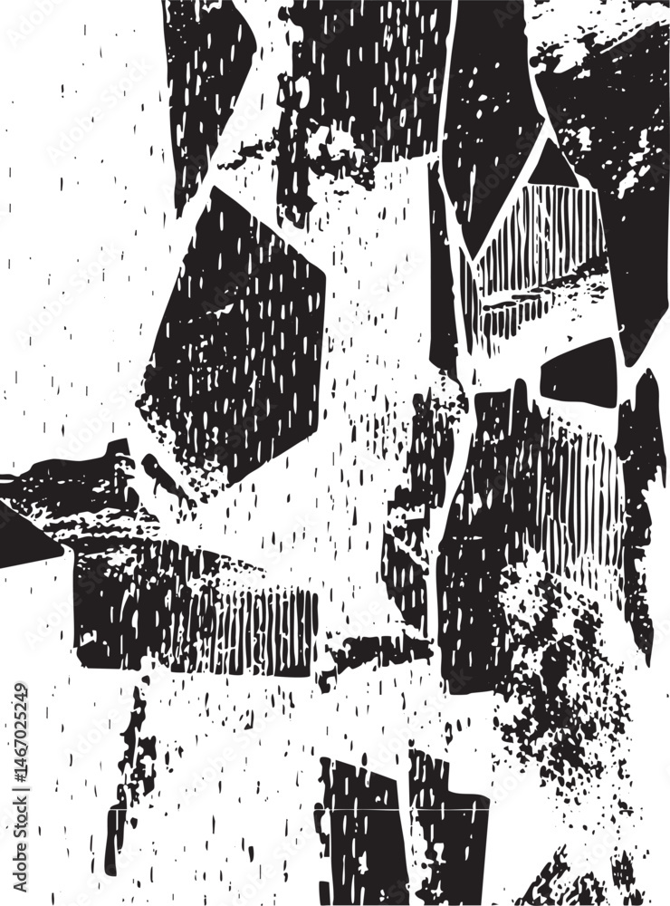 Poster Fragmented geometric shapes create a dynamic abstract composition.