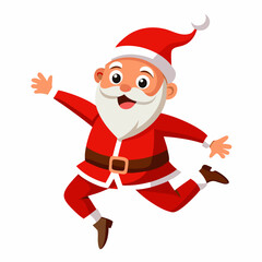 Santa Claus energetically leaping forward in his traditional attire 