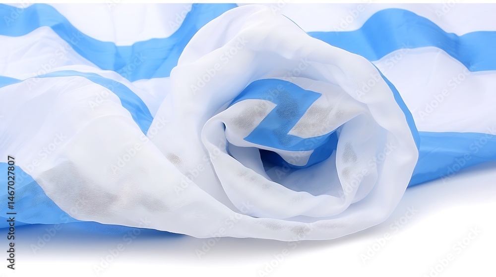 Poster abstract fabric with undulating azure bands provides a soothing visual texture