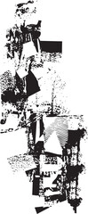 Fototapeta premium Fragmented black and white shapes create a dynamic abstract composition.