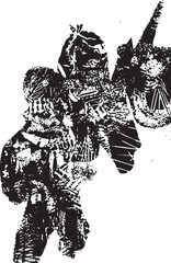 Fototapeta premium A solitary figure stands amidst a complex array of gears and mechanisms.