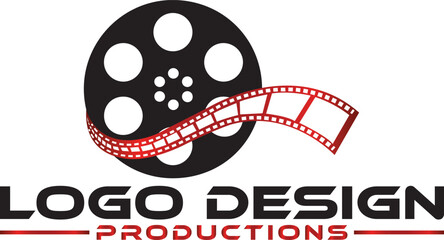 cinema logo vector, roll film vector on white background