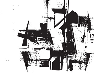 Obraz premium Abstract geometric shapes overlap and interact on a white background.