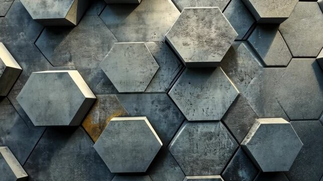 Textured grey concrete hexagonal pattern