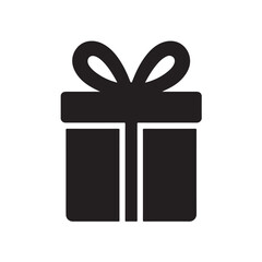 Gift Box with Ribbon Silhouette, Smooth Present Package Icon Vector