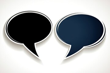 Two speech bubbles, one black, one navy blue