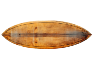 Vintage wooden surfboard for beach house decor, cut out