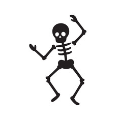Dancing Skeleton Silhouette, Smooth Halloween Party Icon Vector