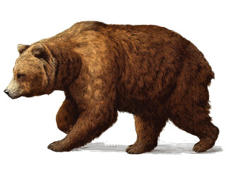 Fototapeta premium Brown bear in a natural walking pose for wildlife art use, cut out