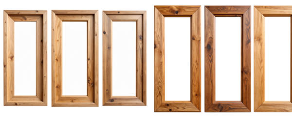  Three Vertical Wooden Picture Frames for Design Mockup, Isolated on Transparent Background (1).jpg