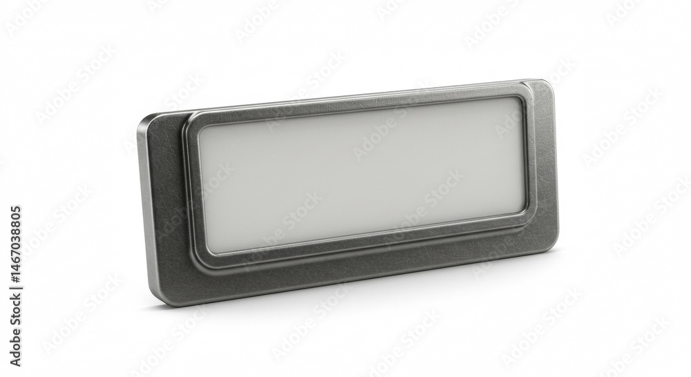 Poster metal nameplate with blank space for text in a studio setting. a detailed and isolated shot of a rec