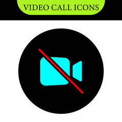 Set of Video call icon. Video conference. Video call chat screen vector buttons template for on-line video chat app, internet talk. User interface symbols for web conference or business webinar
