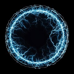 Abstract blue electric ring on black background.