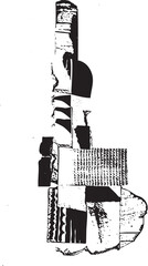 Obraz premium A black and white collage of fragmented ancient writing tablets.