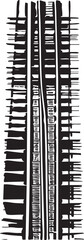 A vertical composed of numerous parallel elongated rectangles.