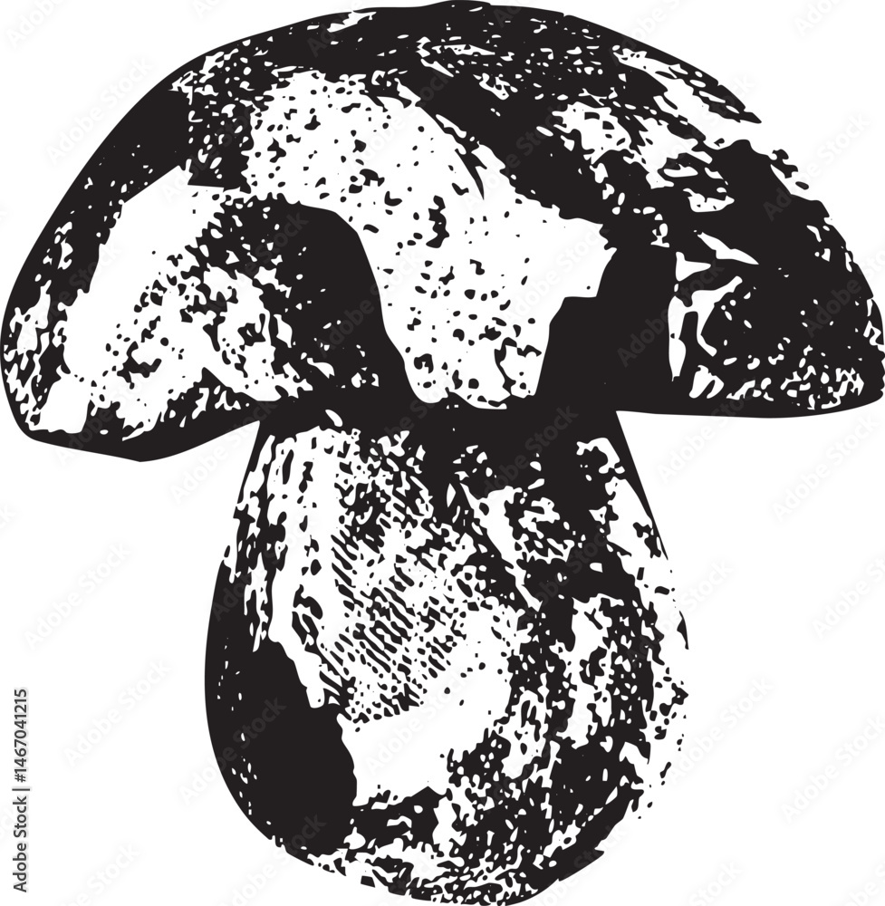 Poster a stylized mushroom cap cradles a miniature globe creating an intriguing visual.