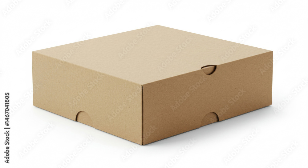 Poster cardboard box with neutral beige color in a simple, unadorned presentation. rectangular shape with s