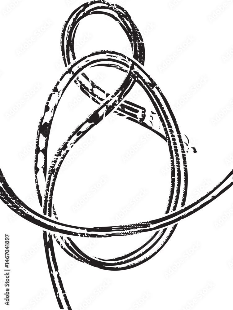 Poster a dark intricate rope forms a complex spiral shape.