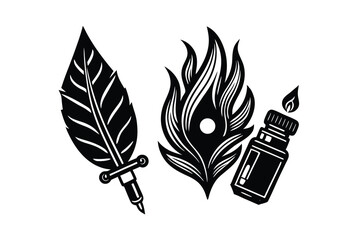 hand drawn vector illustration of a feather