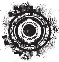 Fototapeta premium A dense circular of black lines surrounds a central white point creating an abstract .