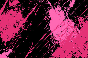 Striking pink and black vector paint splatter texture. Bold, abstract background element for modern design projects.