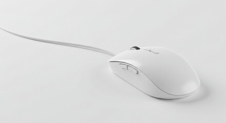 White computer mouse on plain white surface. Modern, sleek design with simple, clean lines. Professional, unbranded mouse ready for advertising or editorial use.