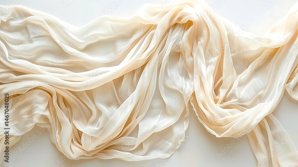 Poster delicate texture of flowing beige silk fabric creating a luxurious abstract background