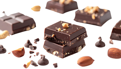 White Background Bold Flavor Chocolate & Peanuts png