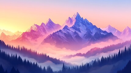 Colorful mountain range landscape