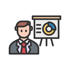 Businessman Showing Project Sketch icon vector image. Suitable for mobile apps, web apps and print media.