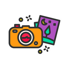 Camera Clicks icon vector image. Suitable for mobile apps, web apps and print media.