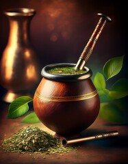 Mate-Tee kr&auml;ftig in Kalebasse serviert