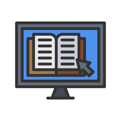 Click on Textbook icon vector image. Suitable for mobile apps, web apps and print media.