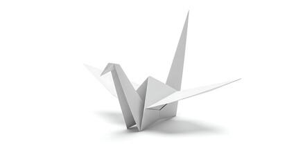 Origami paper crane art craft folding design handmade decoration white bird animal japanese culture peace on transparent background